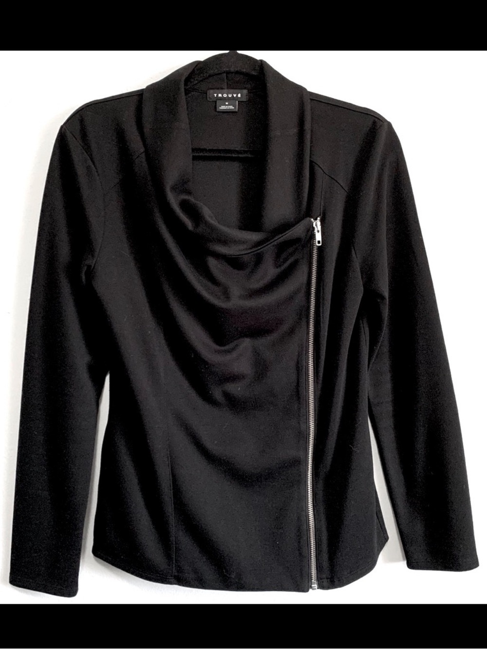 Trouve Black Off-Set Zip Front Jacket